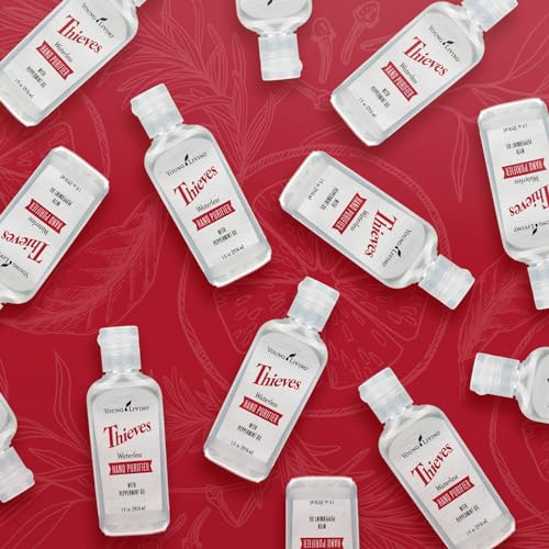 Young Living Thieves Waterless Hand Purifier with Peppermint Oil | 1 oz | Convenient, Refreshing, and Gentle Cleanser for Soft Hands | 6 Pack