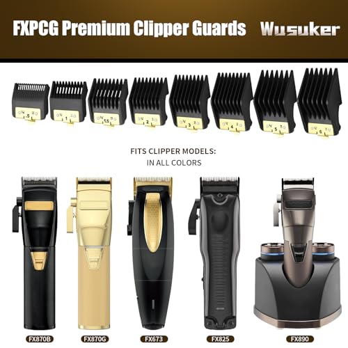 8 Premium Clipper Guards for BaBylissPRO Barberology FX870£¬FX890£¬FX825 and FX673 Clippers, Fit for Babyliss Clipper Guards with Metal Clip - Cutting Lengths 1/16-3/4 inch Attachment Combs Set