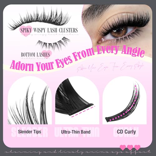 Lvmixwig Spiky Volume Wispy False Eyelash Clusters with Bottom Lashes 5-18MM