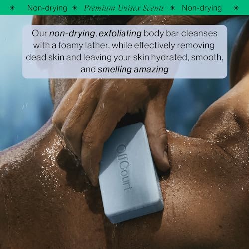 OffCourt Exfoliating Bar Soap ? Whole Body, Deep Cleansing and Hydrating Soap for Men & Women - All Skin Types - Non-Drying Bar - Fresh Citrus Scent (5oz, 1 Pack)