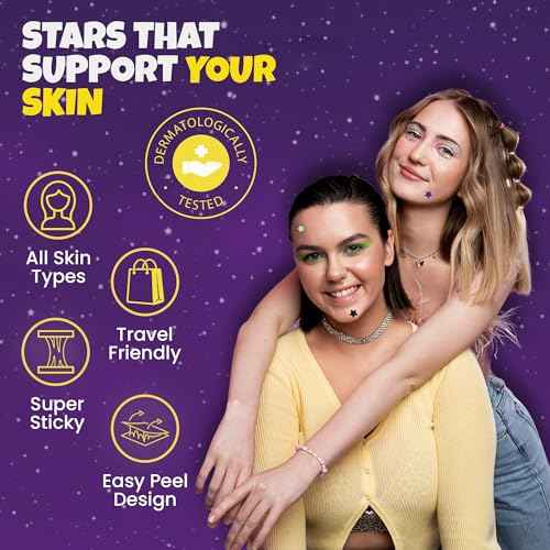 280Pcs Star Pimple Patches for Face - Pimple Patches Cute Stars - Hydrocolloid, Salicylic Acid, Tea Tree Oil, Centella - Glitter, Regular, Glow in the Dark, Translucent 7 Colors, 3 Sizes Zit Stickers