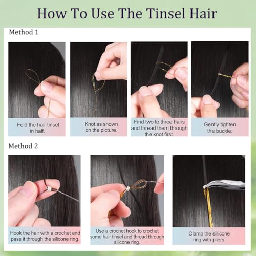 Purple Hair Tinsel Extensions Kit 48 Inch 1200 Strands