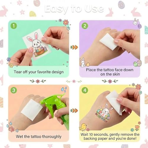 Glitter Easter Temporary Tattoos - 10 Sheet Pack