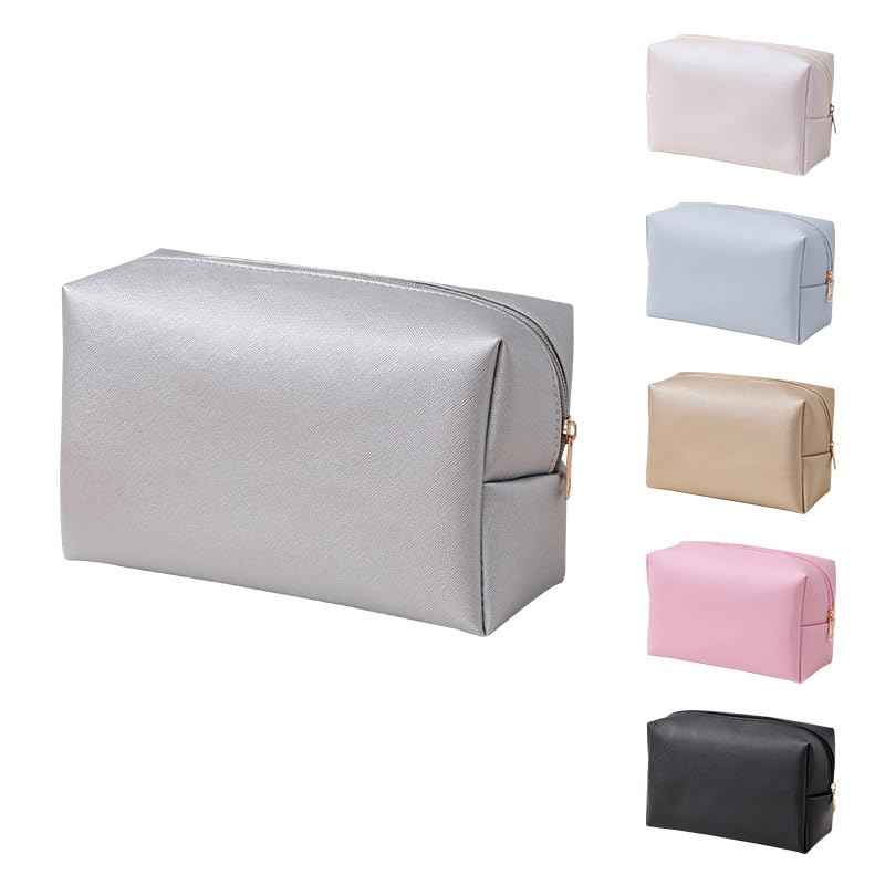 DOB SECHS PU Leather Cosmetic Bag Portable Toiletry Bag for Daily Use Cosmetic Organizer Water-resistant Make up Organizer Light Weight Travel Makeup Bag Cosmetic Pouch (Black, L)