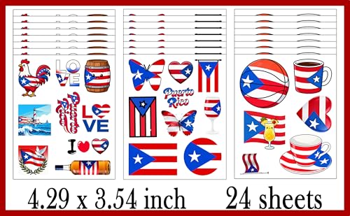 192 Puerto Rico Temporary Tattoos - 24 Designs Party Favors