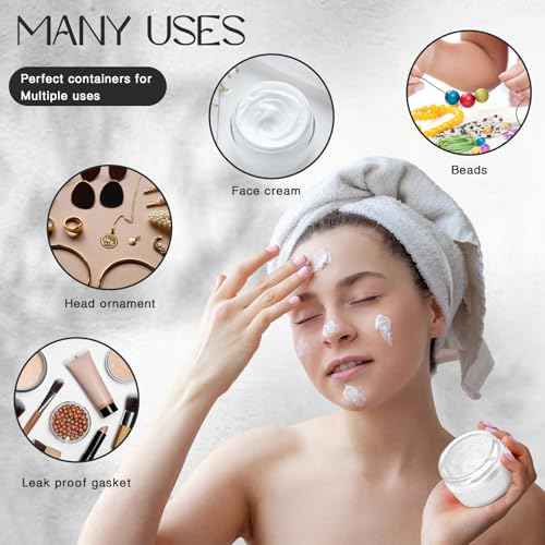 SATINIOR 500 Pcs Plastic Jars Bulk Empty Cosmetic Container Jars with Lids Leak Proof Round Clear Makeup Sample Containers for Creams Lotions Eye Shadow Makeup Products(Black Lids,1 oz)