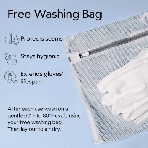 White Cotton Sleeping Gloves for Dry Hands - Small, Organic, Breathable, Reusable