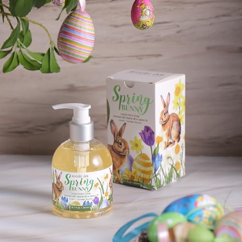 ROMIIE ZOI Mini Liquid Hand Soap for Easter Gift Basket- Spring Bunny Vintage Style - Infused with Garden Bunny Aroma - 260 ML / 8.7 FL OZ