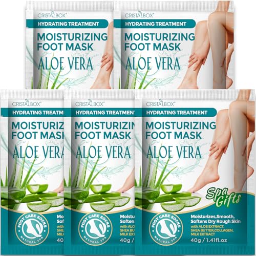 5 Pack Moisturizing Foot Mask Socks for Dry Cracked Feet