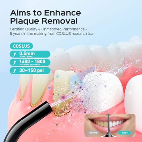 COSLUS C30 Water Dental Flosser with 4 Modes, 300ml Tank, Upgraded DIY Pressure