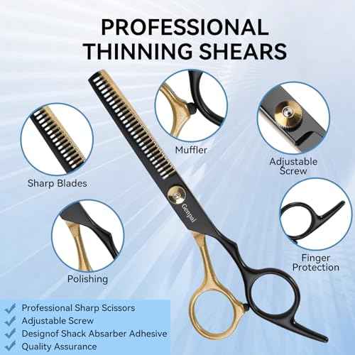 14-Piece Professional Hair Cutting Scissors Kit ? Stainless Steel Hair Shears, Barber Scissors, Thinning Shears & Razor ? Hair Cutting Kit for Men/Women/Kids ? Barber Supplies & Accessories