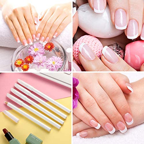White Nail Pencil 3-Pack - 2-in-1 French Manicure Tool with Cuticle Pusher