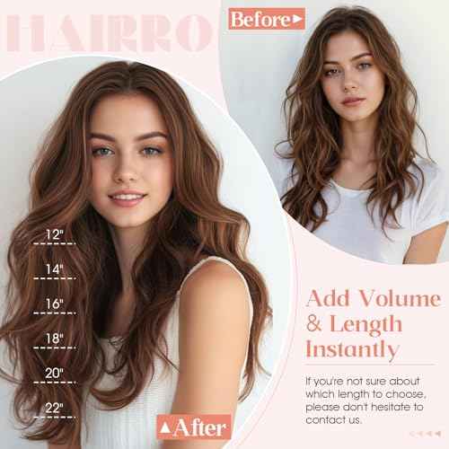 Hairro Wire Hair Extensions Human Hair, Fish Line Invisible Adjustable & Clips in Extensions Straight, 100% Real Hairpieces Seamless Blending for Women, 14 Inch 70g Dark Blonde