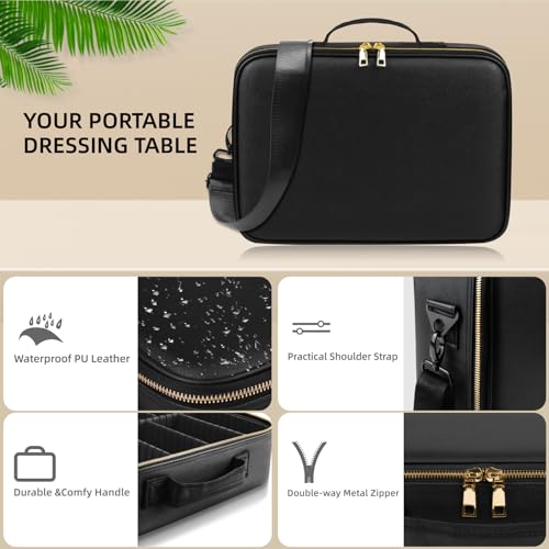 15x11 Large Makeup Bag with LED Mirror & Detachable Dividers