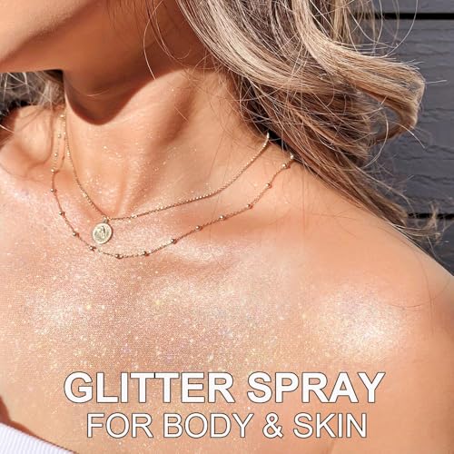 Hair Face Body Glitter Spray, 4.05 fl oz Rainbow Silver Holographic Glitter Hairspray Shimmer Makeup for Women, Quick Drying Long-Lasting Glitter Spray for Rave Accessories