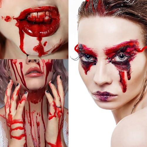 6 IN 1 Fake Blood Kit£¬Fake Blood 1.69oz X2 + Coagulated Blood 1.41oz+Spray Head+Dripping Head+Soap+Sponge¡¼Washable¡½¡¼Realistic Effect¡½¡¼Skin Friendly¡½Professional Fake Blood Makeup Kit£¬Fresh+Dark