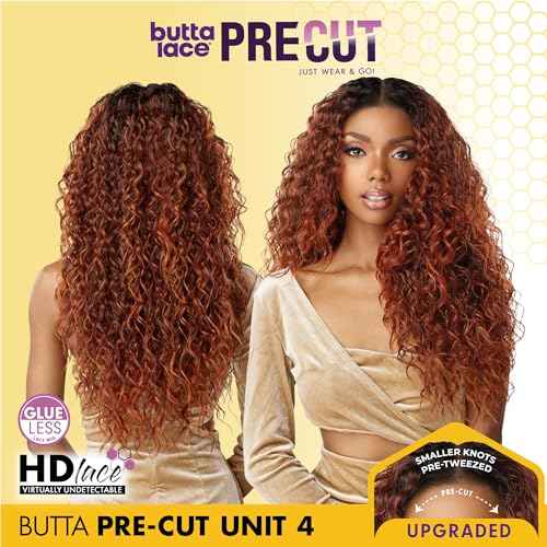 Sensationnel Butta Lace Precut Wigs - Unit 4 Glueless Extra Wide 5 Inch Deep Parting Synthetic Pre Tweezed Smaller Knot Hairline (COPPERRED)