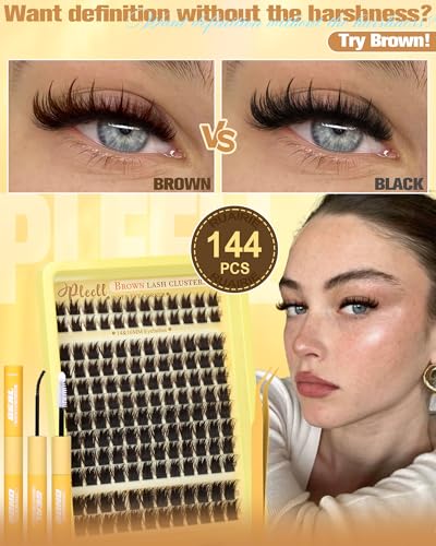Pleell Dark Brown Manga Lash Clusters Kit - Wispy Eyelash Extensions