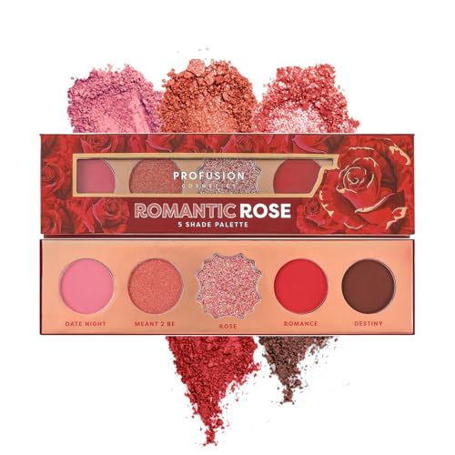 Profusion Cosmetics Blooming Hues 5 Shade Eyeshadow Palette, Red