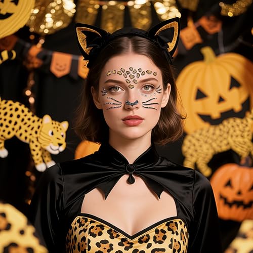 Glitter Animal Face Tattoo Stickers - 2 Sheets Halloween Costume