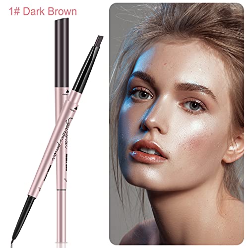 Dual-End Eyebrow Pencil with Trimmer - Waterproof Dark Brown