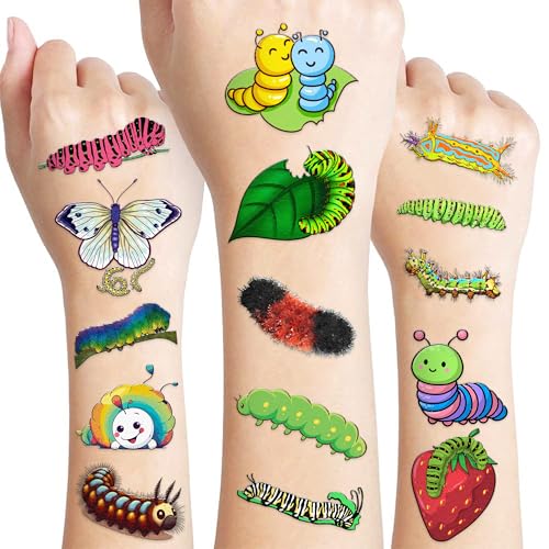 114 PCS Caterpillar Temporary Tattoos - Party Favors & Gifts