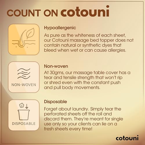 Cotouni Non-Woven Disposable Massage Table Sheet Roll with Face Hole - 50 Sheets