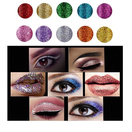 10-Color Liquid Glitter Eyeliner Set Waterproof Shimmer