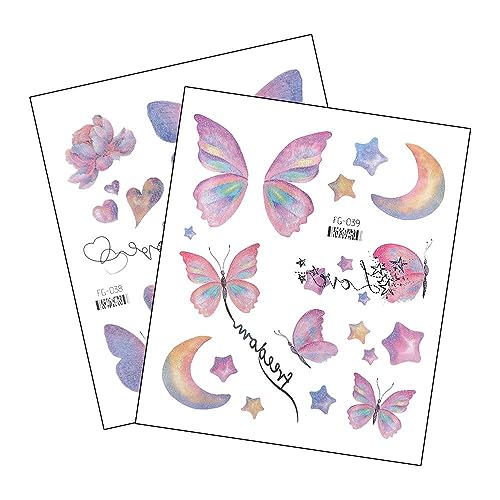Pokinge 34 Sheets Temporary Tattoo Stickers - Flower & Butterfly