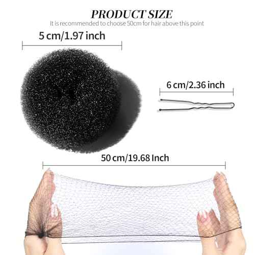 Teenitor Donut Hair Bun Maker Set, Hair Nets For Buns, 4 Pcs Medium Donut Shapers, 10 Pcs Invisible Hair Nets, 10 Pcs Bobby Pins, Hair Accessories For Girls
