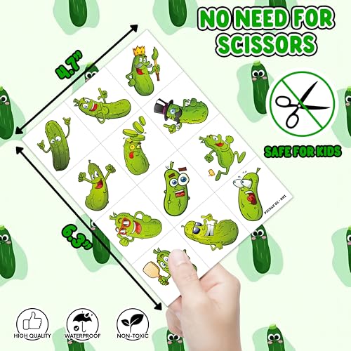 96 Pickle Temporary Tattoos for Kids Birthday Party Favors