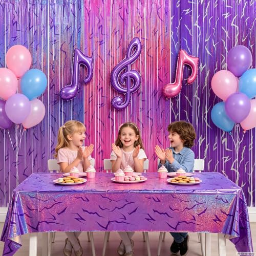 3 Pack Demon Hunters Foil Fringe Curtains - Pink Purple Backdrop