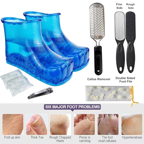 Foot Bath Soak Tub Shoes of Water Saving, A Pair of Portable Spa Soak for Foot Care, Milk Bath Wash, Foot Massager Spa for Women and Men, Water Saving Toenail Soaking Bowl(Large, Blue,2PCS)