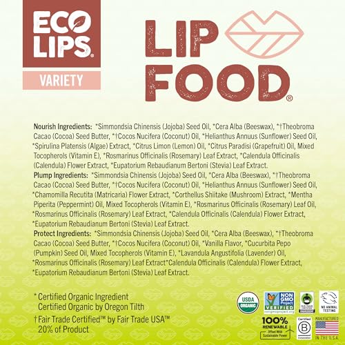 Eco Lips Lip Food - Nutrient Dense & Organic Lip Balm (Nourish, Plump and Protect)