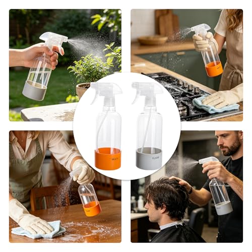 Spray Bottle 16oz 2-Pack with Silicone Sleeve & 3-Mode Nozzle