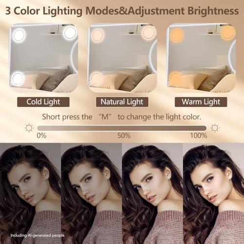 Lighted Makeup Mirror with 9 LEDs & 10X Magnification, Touch Control