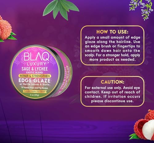 Blaq Luxury Sage & Lychee Edge Glaze - 2oz Soft Hold Styling Lotion