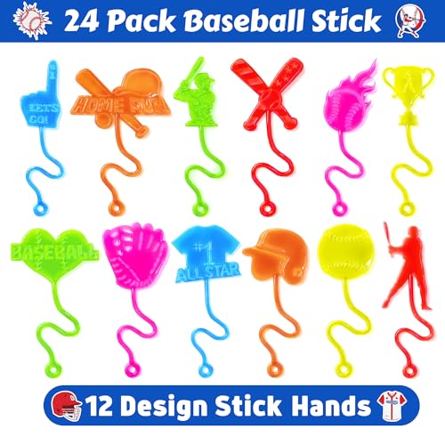 48 Pc Baseball Party Favors - Sticky Hands & Tattoos