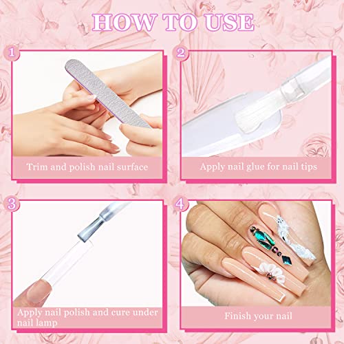 600 Pcs Extra Long Clear Acrylic Nail Tips, AITRAI 3XL No C Curve Coffin Nail Tips for Acrylic Nails Professional Half Cover Acrylic Fake Nails Tips with 2pcs Nail Files for Nail Art DIY,12 Sizes