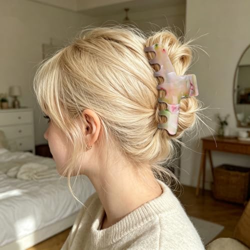Marble Claw Hair Clips - 7-Teeth Non-Slip Strong Hold (4-Pack)
