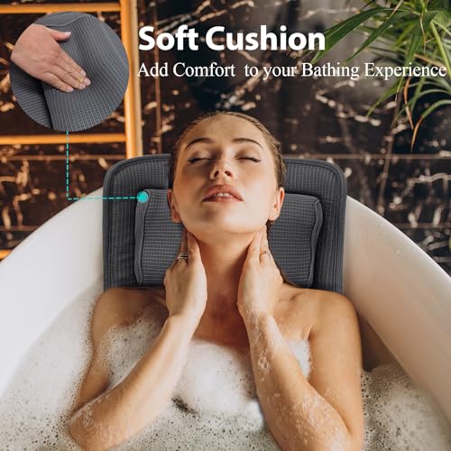 AEROiVi Full Body Bath Pillow with Lumbar Support & 14 Suction Cups