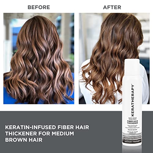 Keratherapy Keratin Infused Perfect Match Fiber Hair Thickener Spray, Medium Brown, 4 fl. oz., 140 ml - Volumizing, Thickening, & Concealing Hairspray for Scalp Coverage, Roots & Thinning Areas