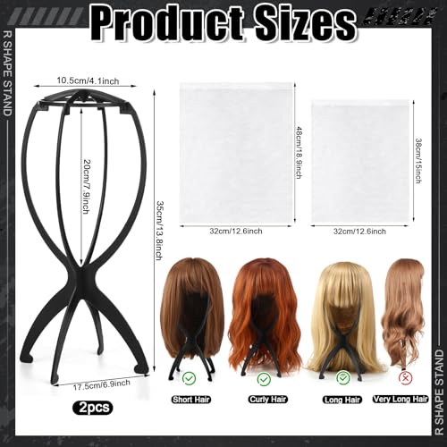 ProSuites 2 Pack Wig Stand with Dust Bags - Foldable Wig Holder