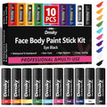 Dmsky 10 Pack Black Eye Black Sports Stick for Football, Baseball & Softball - Water-Resistant, Anti-G glare, Long-Lasting Face & Body Paint Kit with 10 Colors
