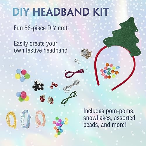 Scunci by Conair DIY Holiday Christmas Headband Kit, Decorate Your Own Holiday Headband, Perfect for Families, Kids and Parties