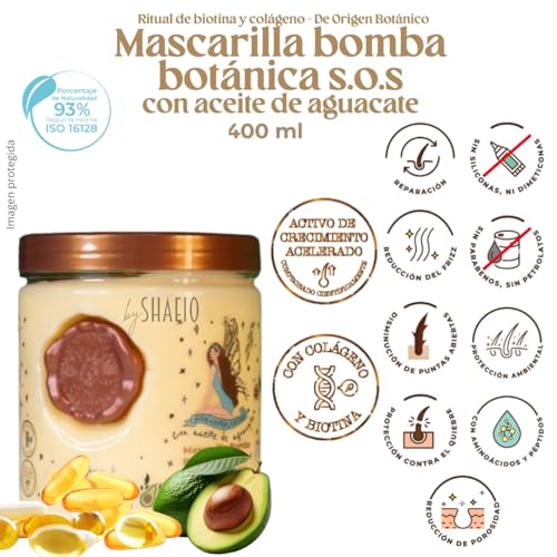 Bomba Botánica S.O.S. Hair Mask with Collagen & Biotin - Repairs & Reduces Hair Loss