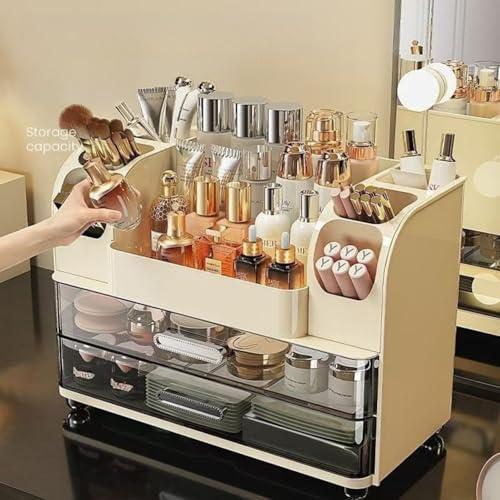 Makeup Organizer with Drawers - Elegant Vanity Storage Case