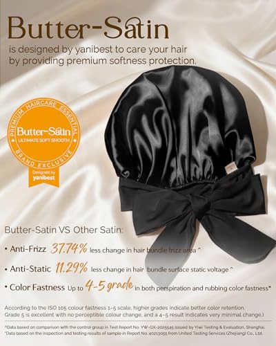 YANIBEST Double Layer Satin Silk Bonnet for Sleeping Curly Hair Frizz Control