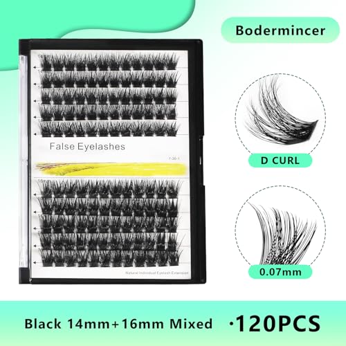 Bodermincer 120 Cluster Lashes D Curl Mixed Length Eyelash Extensions
