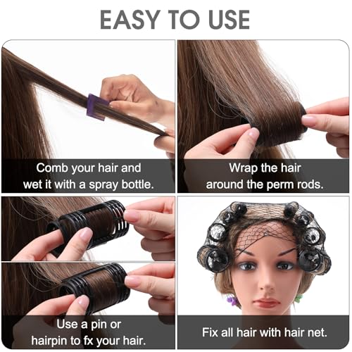 Magnetic Hair Rollers Set 48pc with Clips & Net 4 Sizes